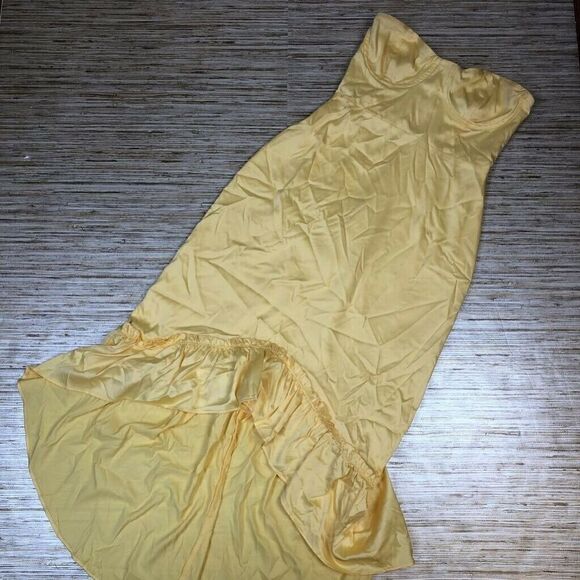 2129 Majorelle Straples Mermaid Dress Yellow Zip Stretch Hi Low Underwire XXS* - Picture 1 of 8
